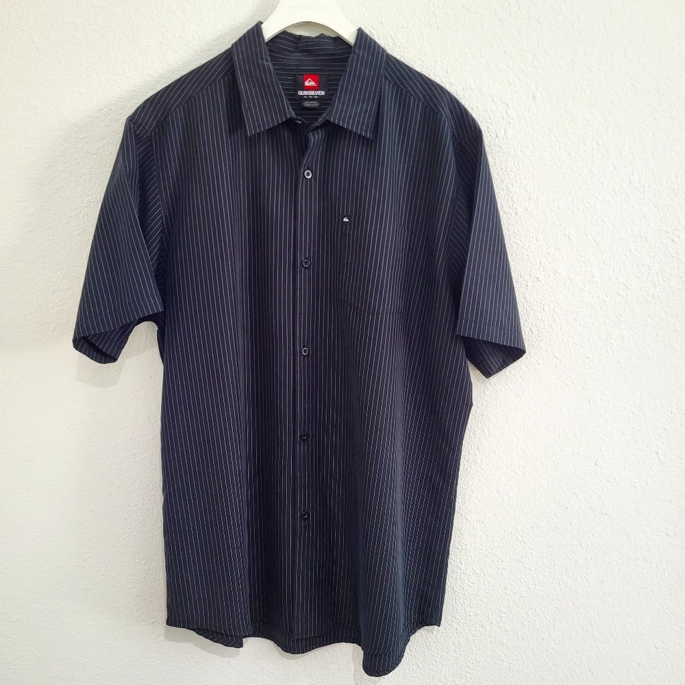 QuikSilver Black/Stripe Short Sleeve Button Up Shirt S XL